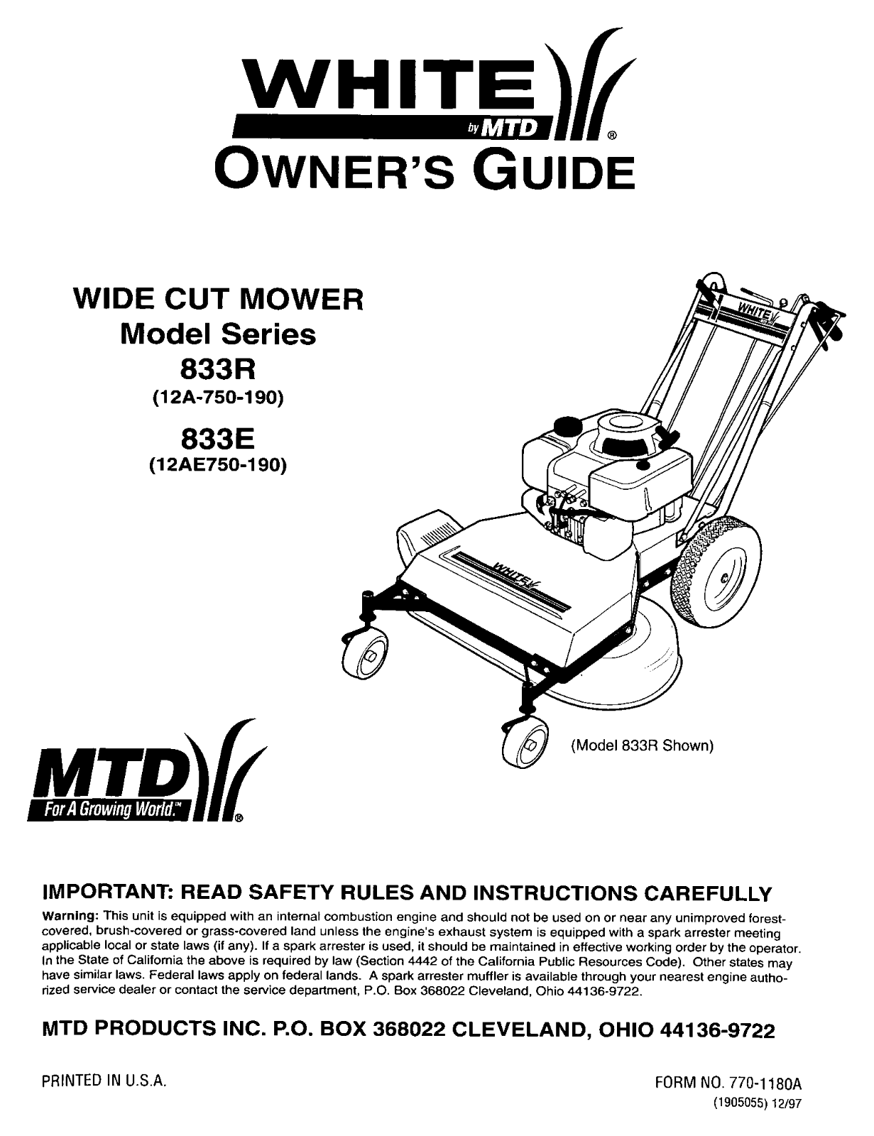 White 833R, 833E User Manual