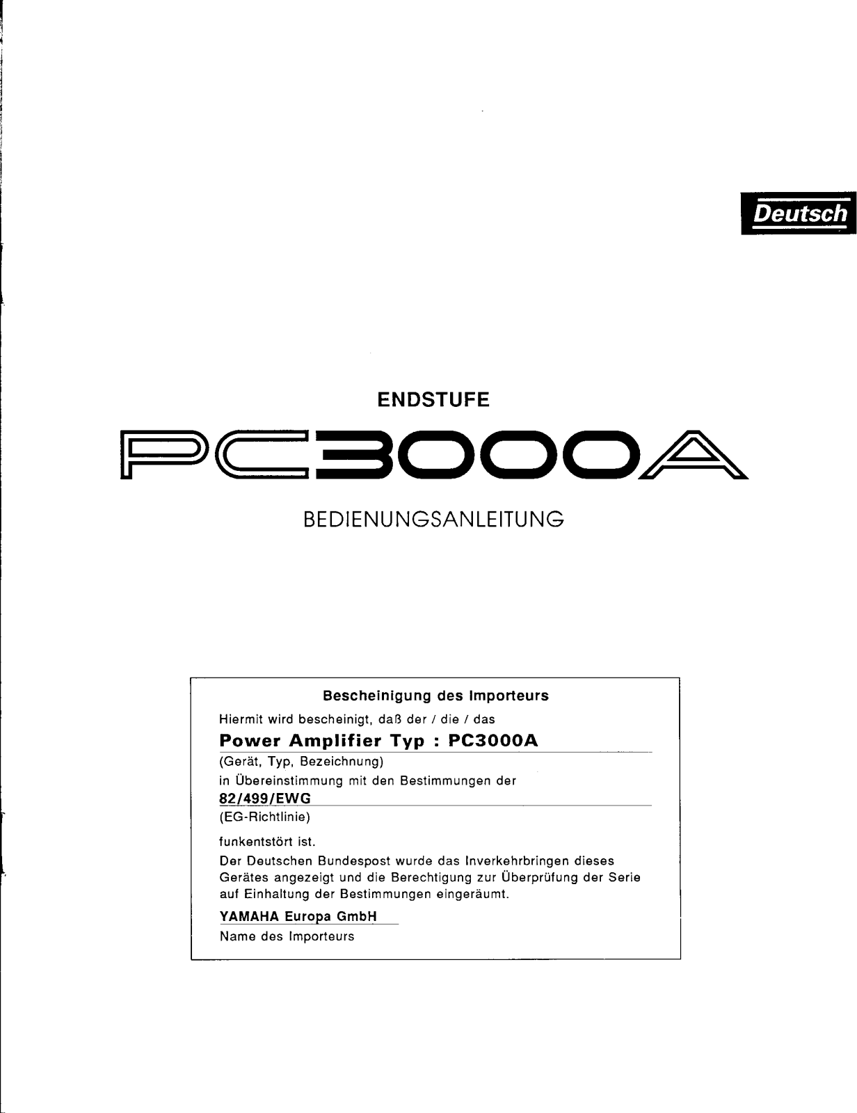 Yamaha PC3000A User Manual