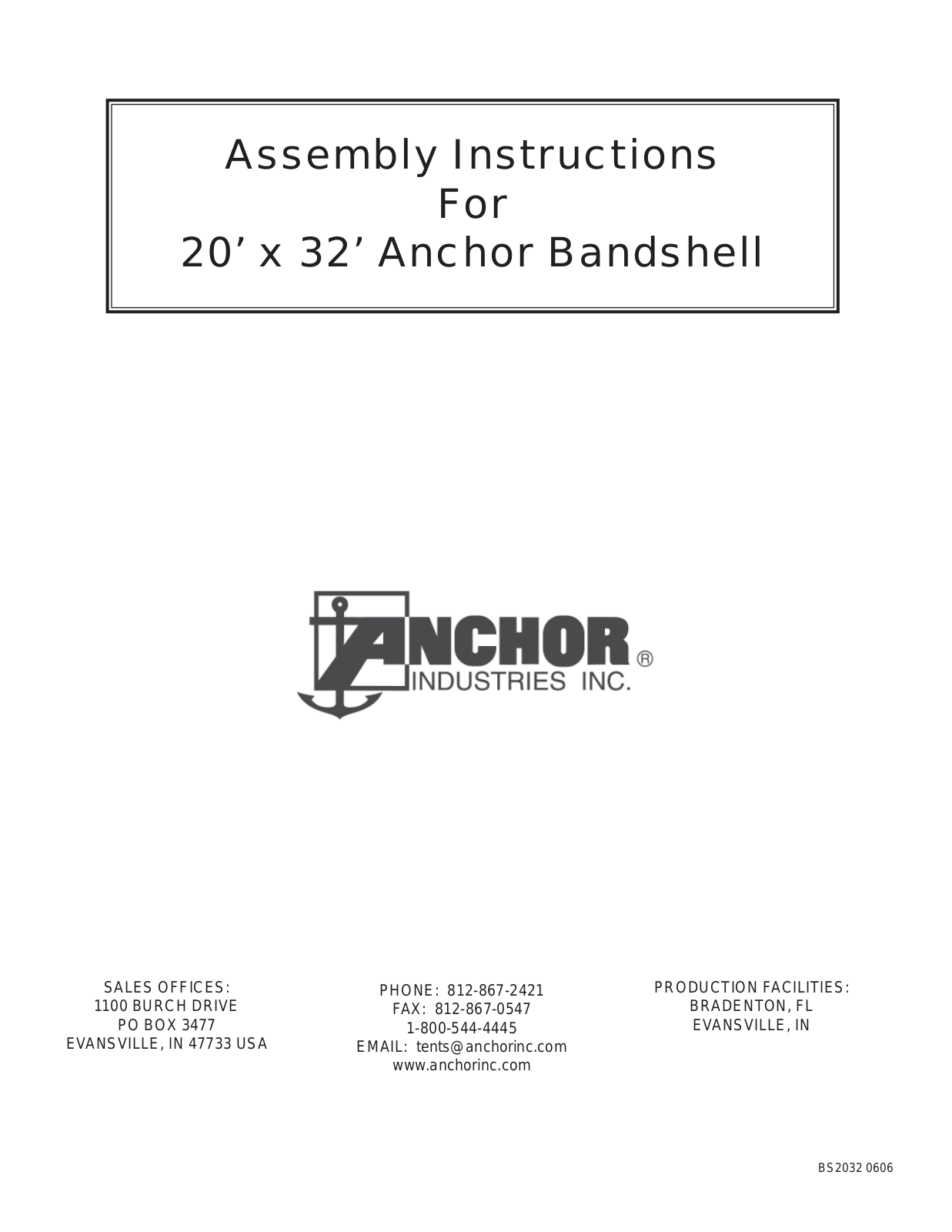 Anchor BANDSHELLS 20X32 User Manual