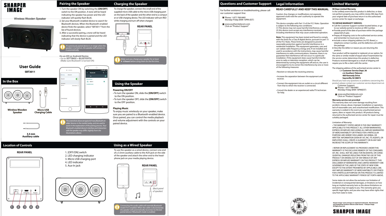 Sharper image SBT3011 User Manual