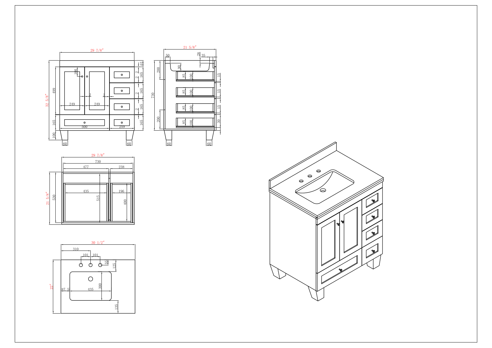 Eviva W003116029 Dimensions - ManualMachine.com