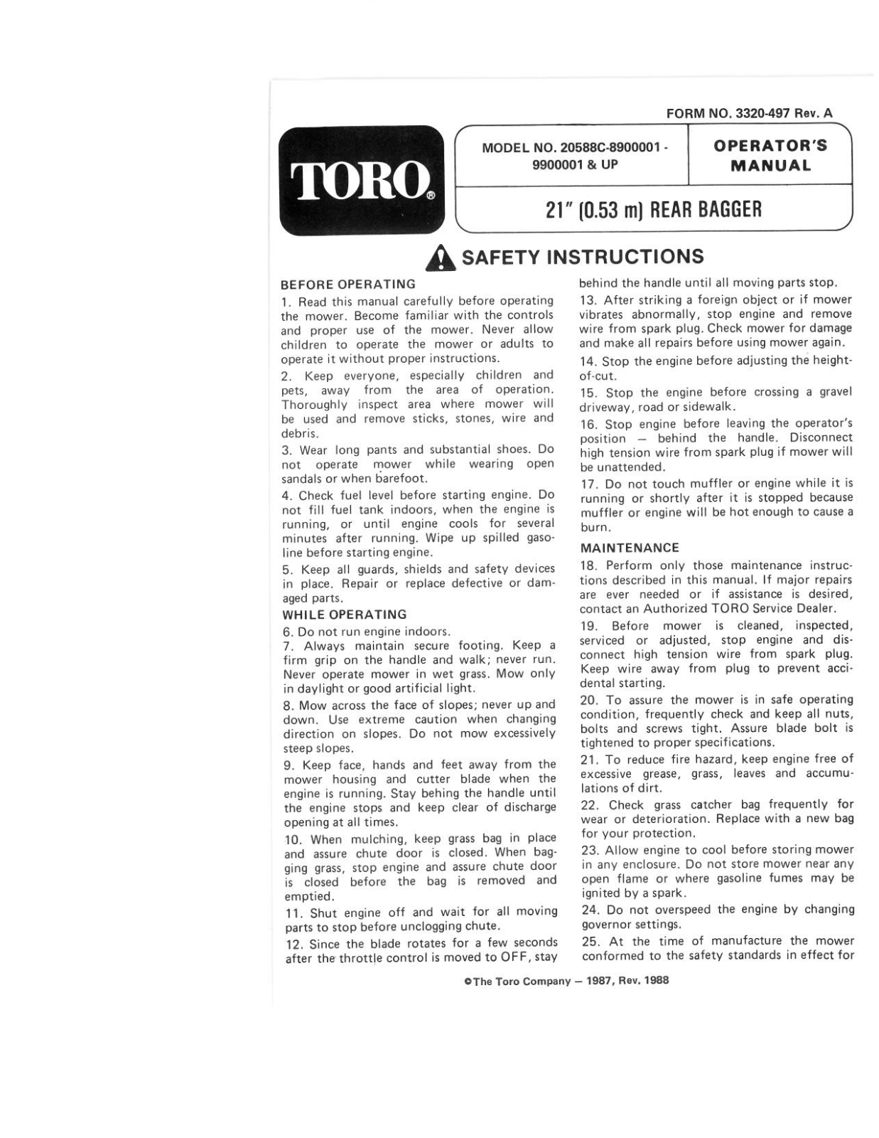 Toro 20588C Operator's Manual