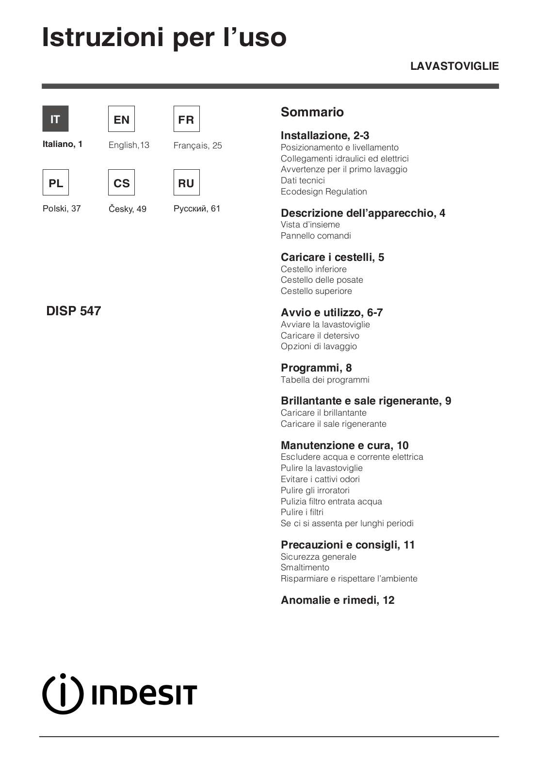 Indesit DISP-547 User Manual