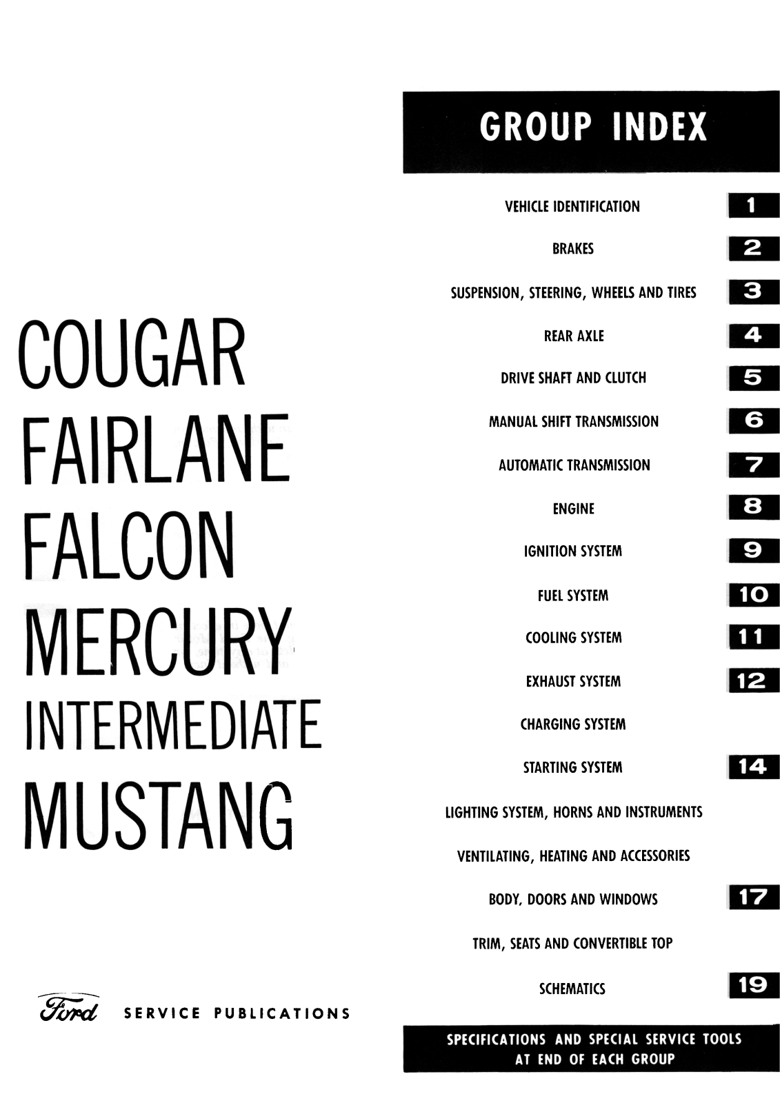 Ford Cougar 1967, Fairlane 1967, Falcon 1967, Mercury 1967, Mustang 1967 User Manual