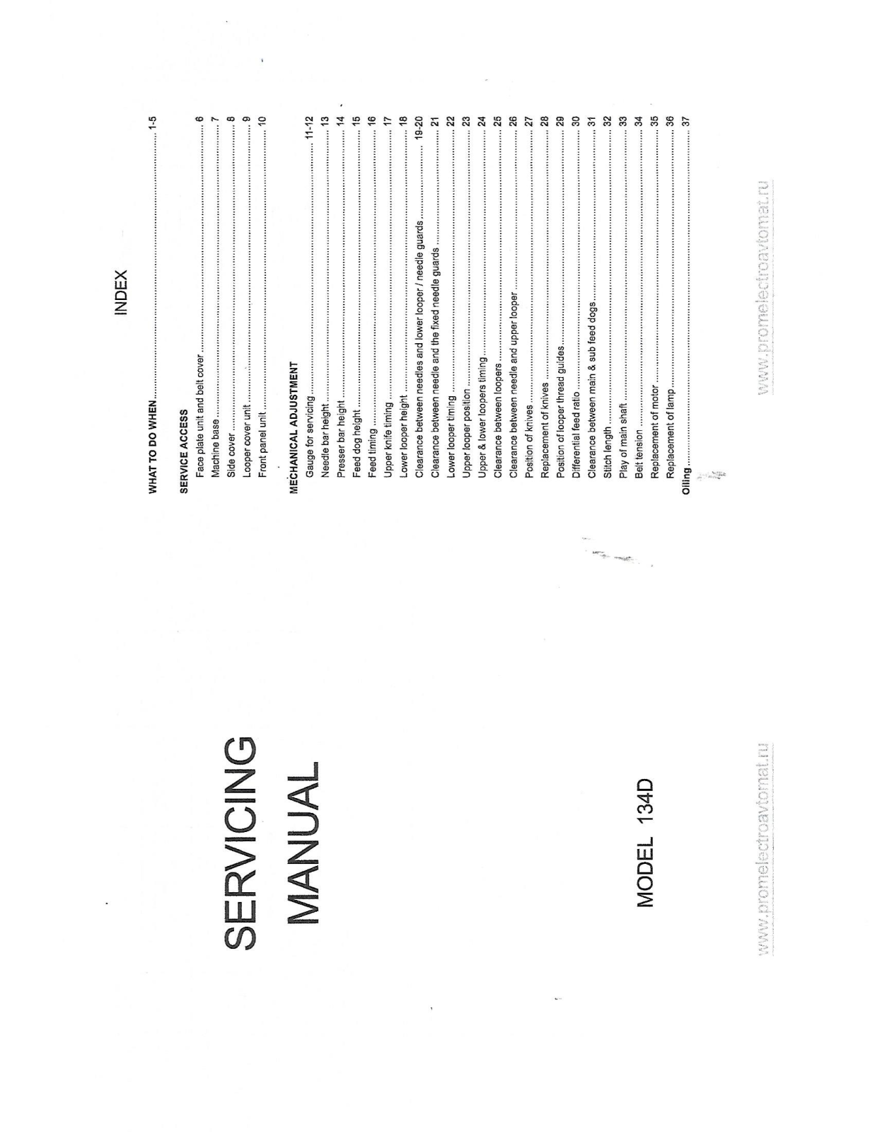 Janome 134D Service Manual