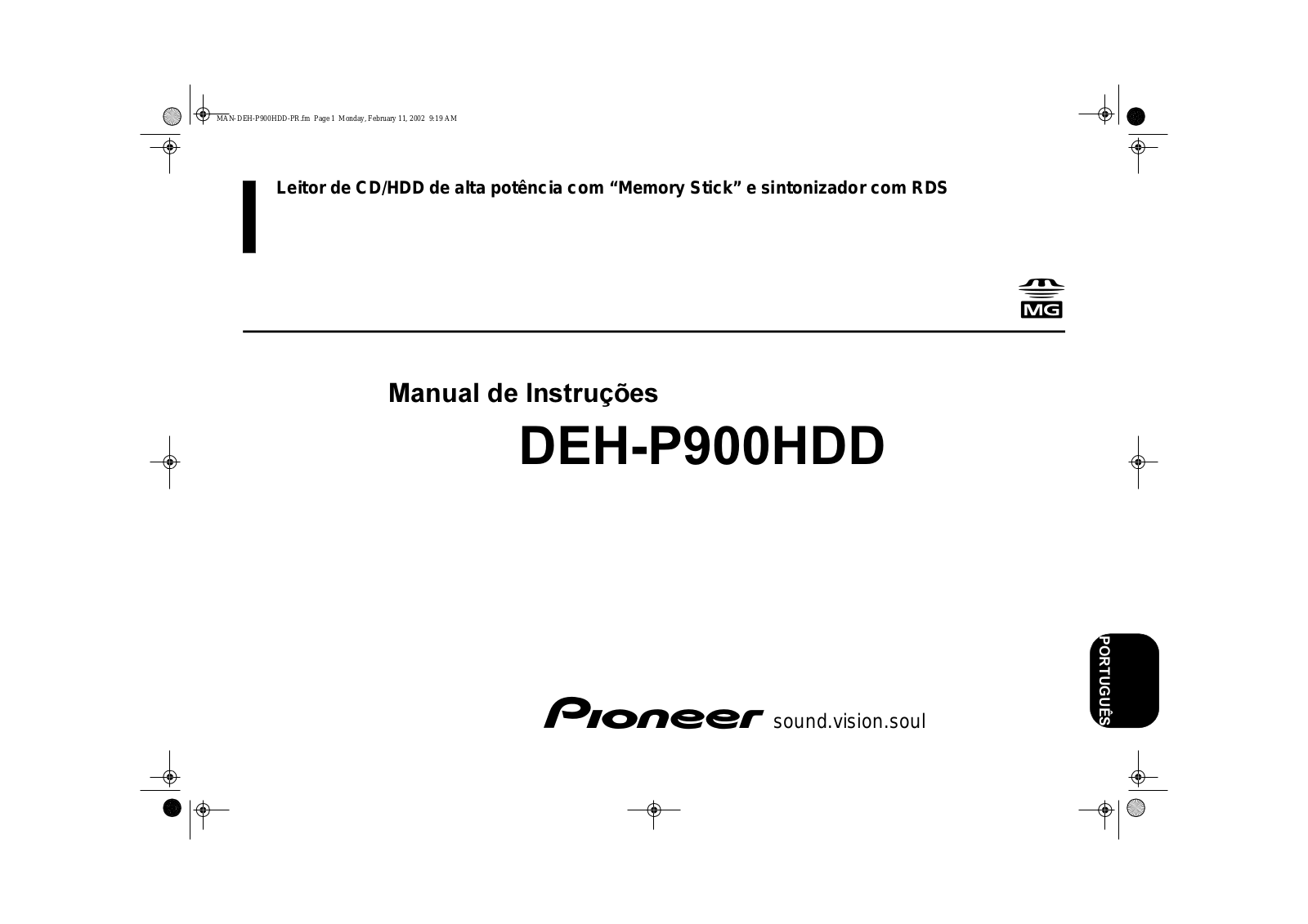 Pioneer DEH-P900HDD User manual