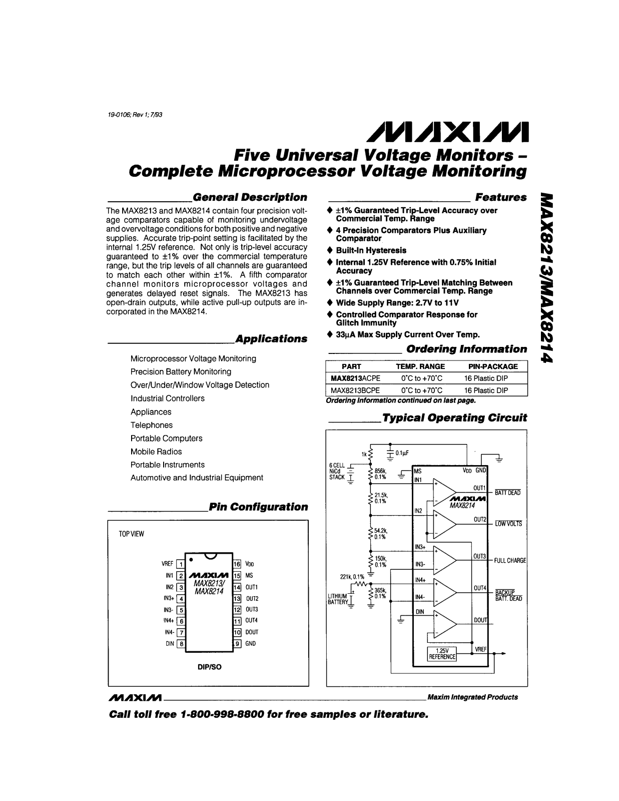 Maxim MAX8213ACSE, MAX8213AESE, MAX8213AMJE, MAX8213BMJE, MAX8214ACPE Datasheet