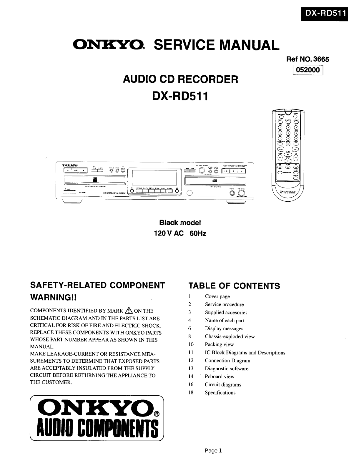 Onkyo DXRD-511 Service manual