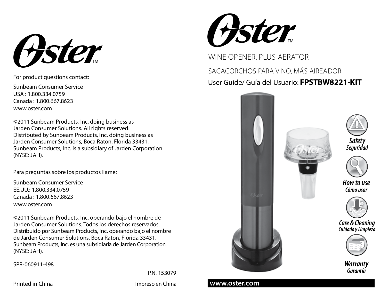 Oster FPSTBW8221-KIT User Manual