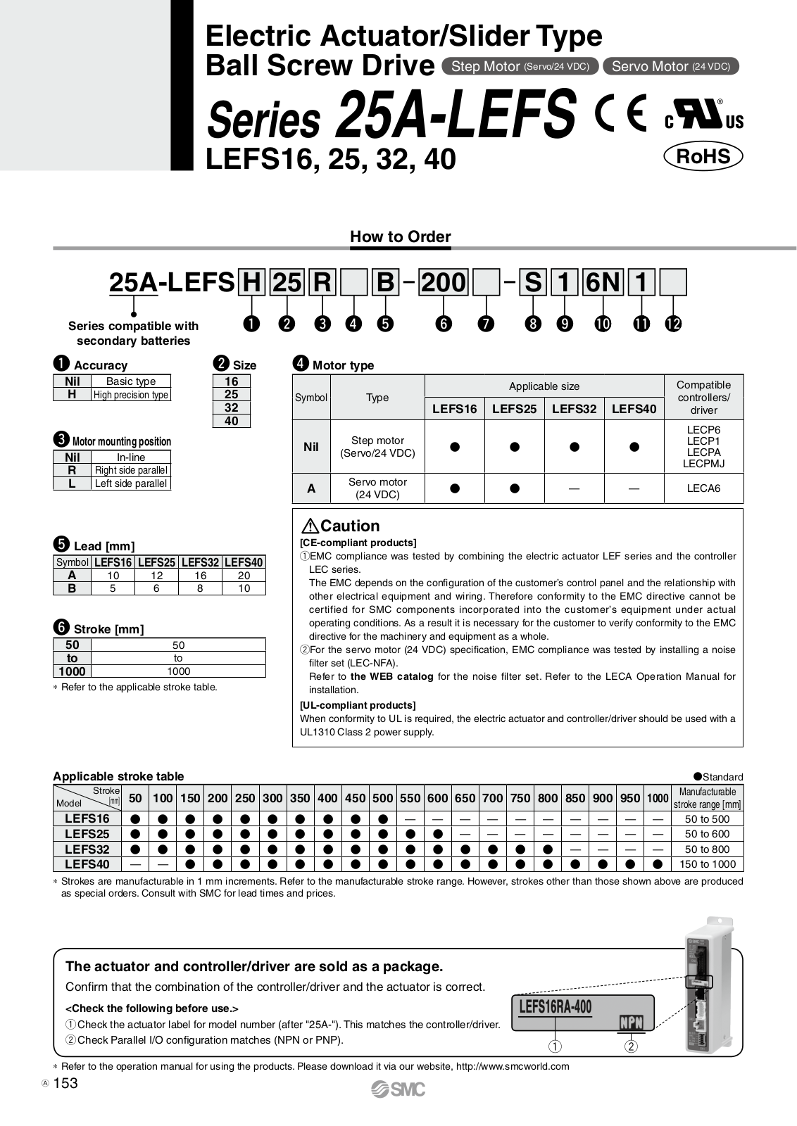 SMC Networks 25A-LEFS Series,LEFS16,LEFS25,LEFS40,LEFS32 Operation Manual