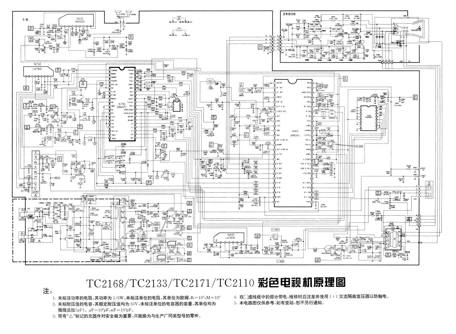 Hisense TC2168, TC2133, TC2171, TC2110 TZ86227, OM8361 Schematic