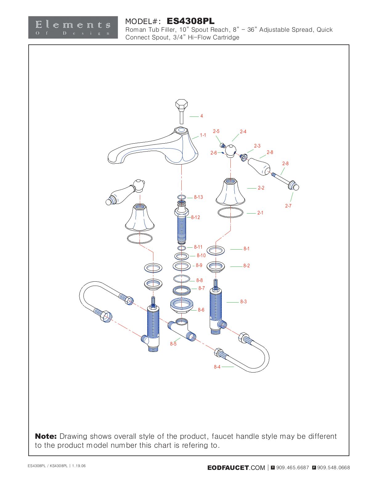 Elements of Design EDE1127 Service Parts - ManualMachine.com