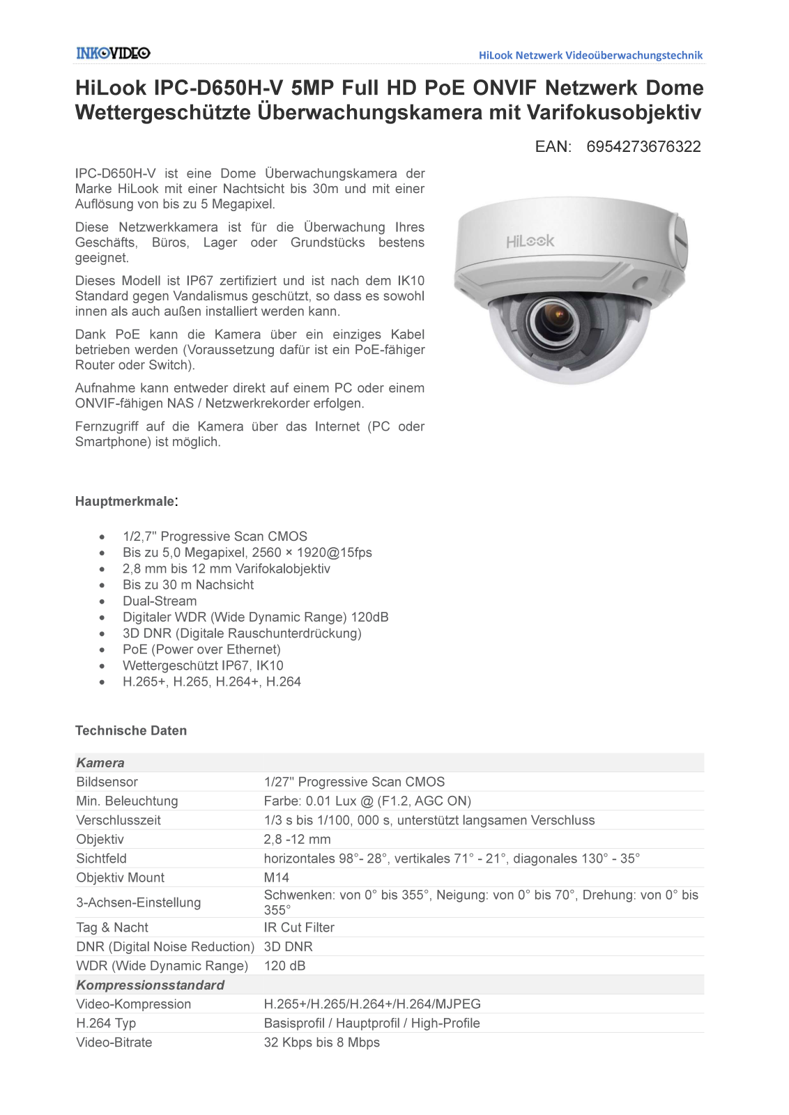 HILOOK HILOOK IPC-D650H Datasheet - ManualMachine.com