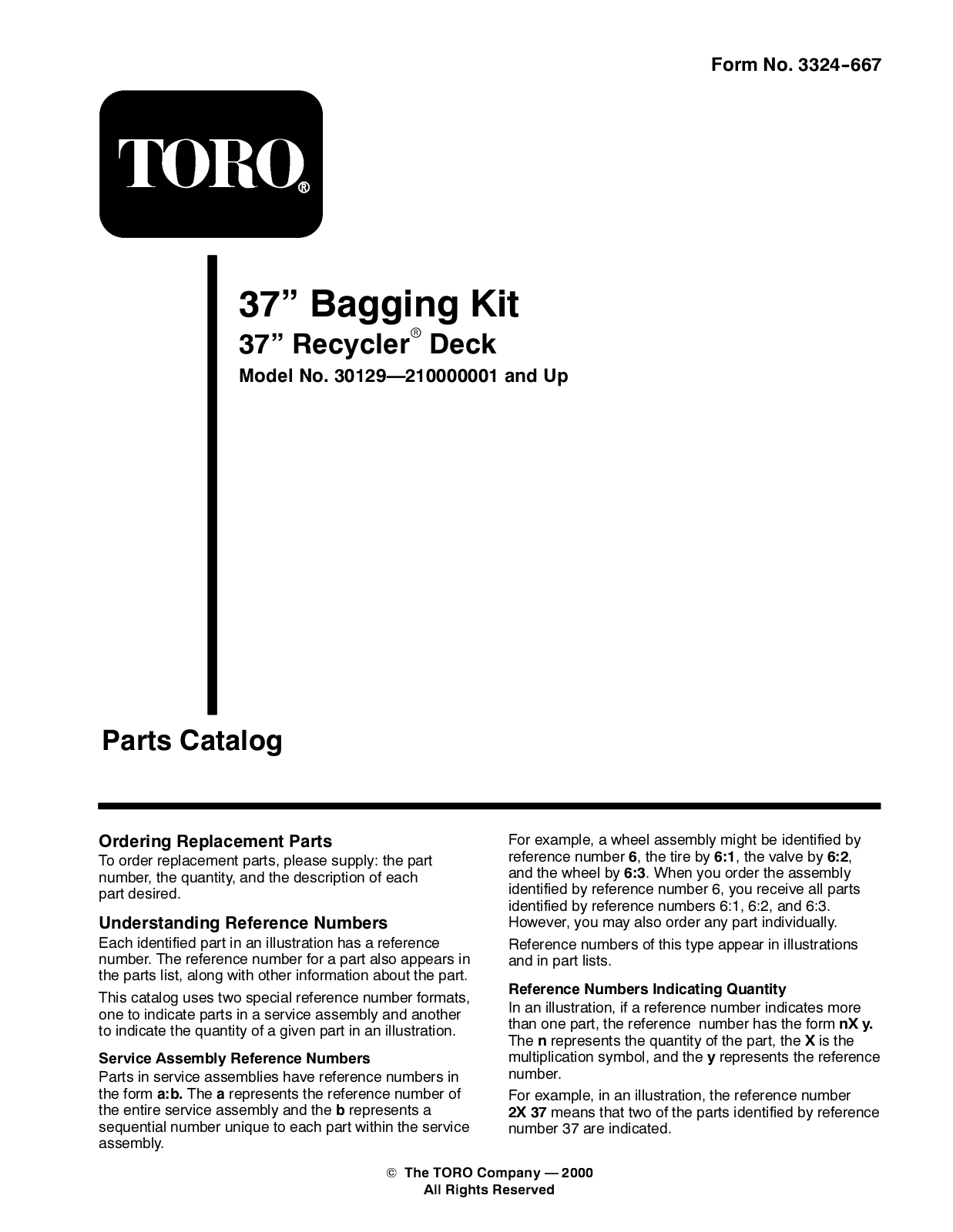 Toro 30129 Parts Catalogue