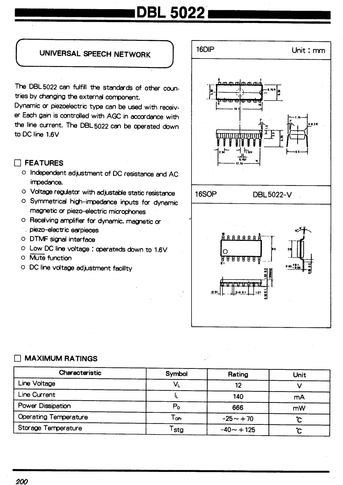 Daewoo Semiconductor DBL5022, DBL5022-V Datasheet