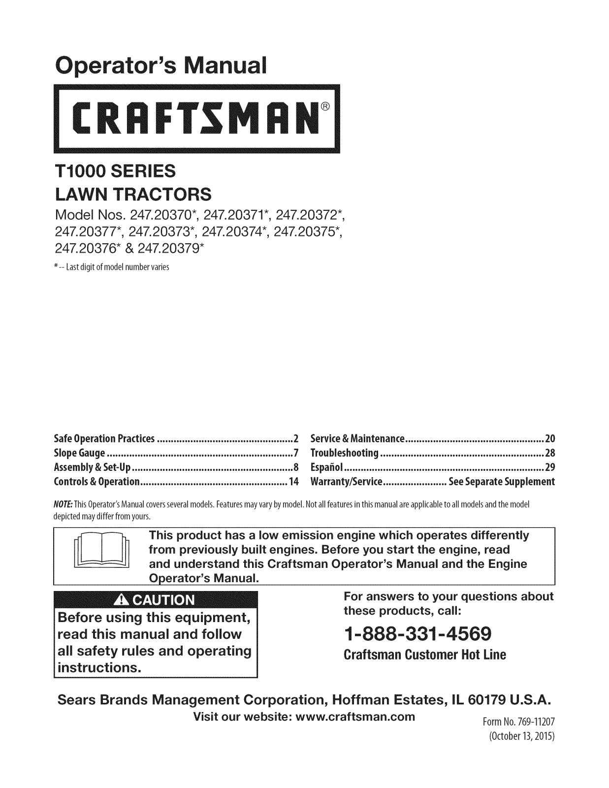Craftsman 247203705, 247203716, 247203723, 247203731, 247203734 Owner’s Manual