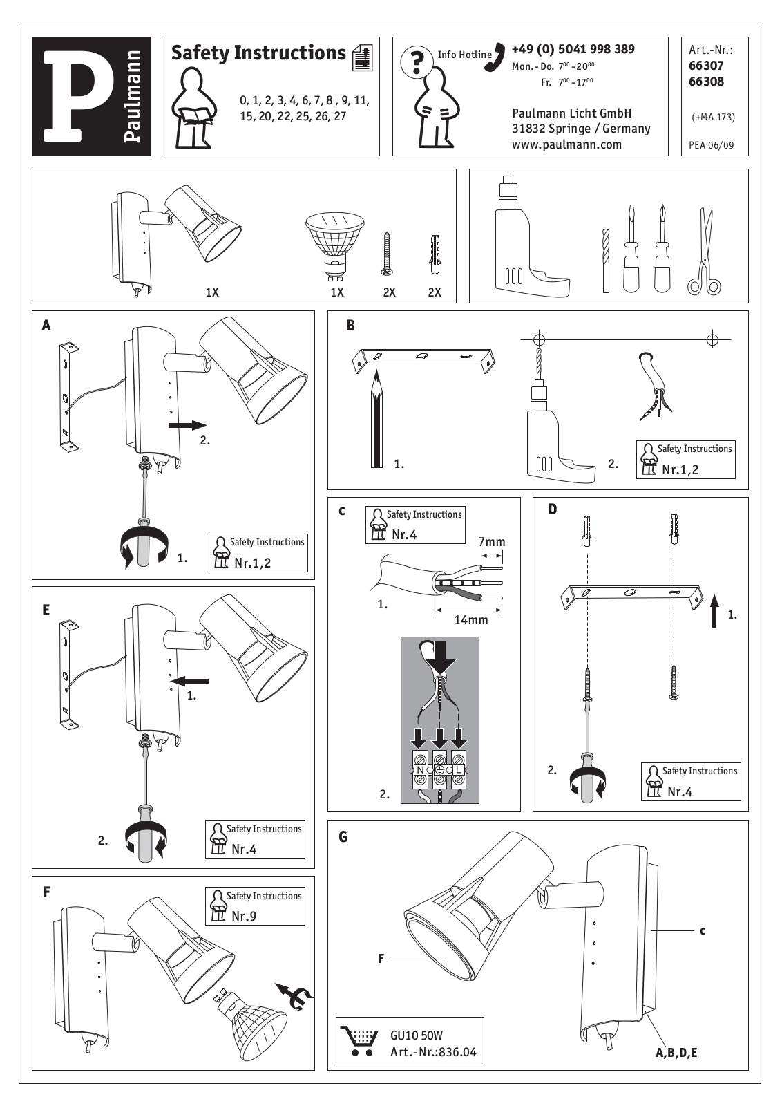 Paulmann 66308, 66307 Safety instructions - ManualMachine.com