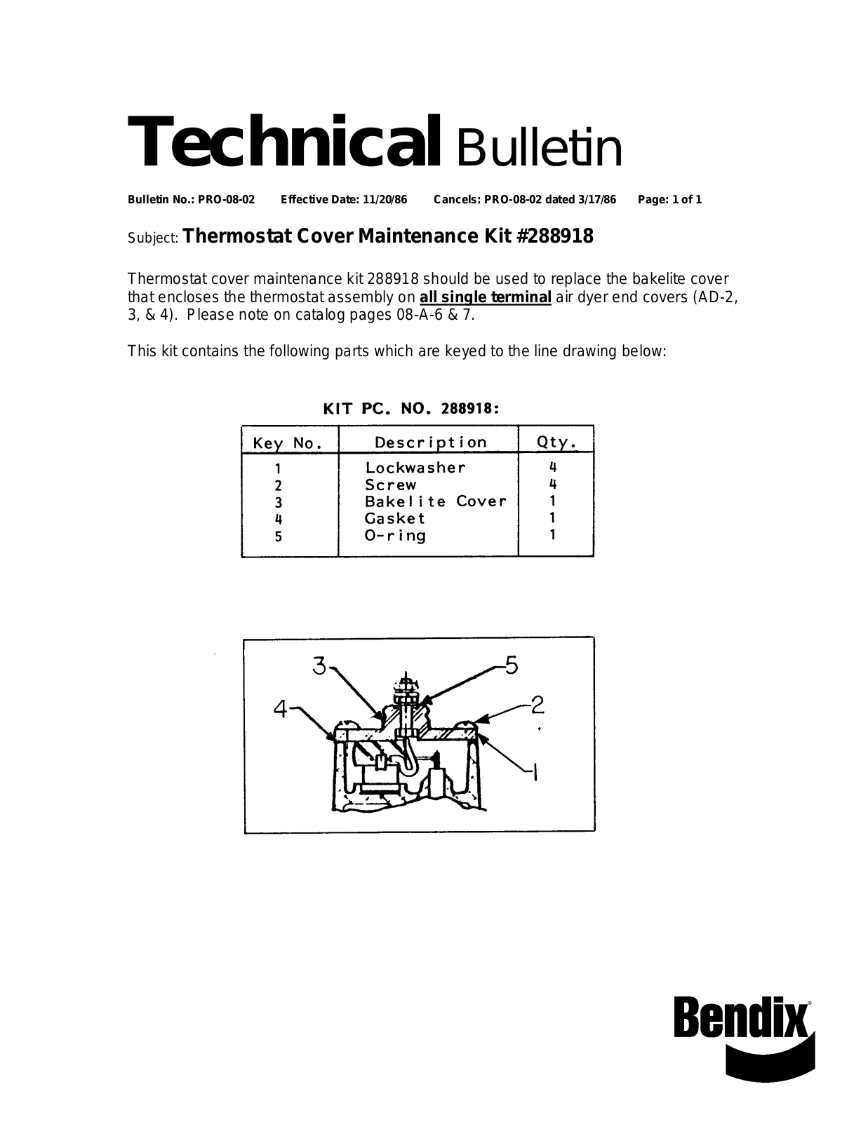 BENDIX TCH-008-002 User Manual