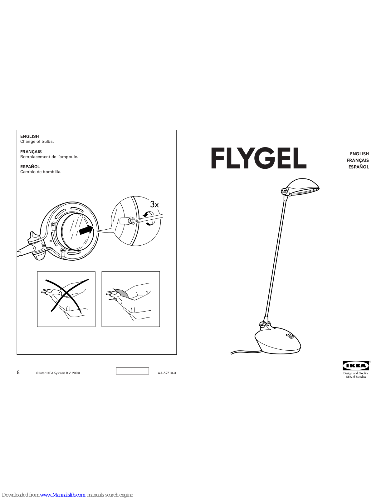 IKEA FLYGEL AA-52710-3, FLYGEL Assembly Instructions Manual