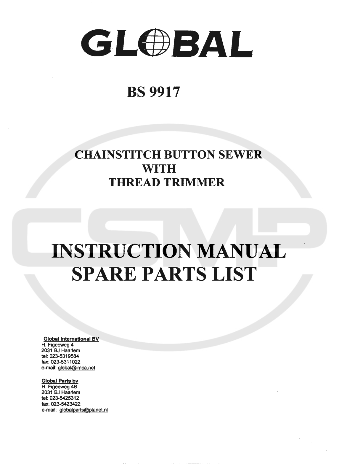 Global BS-9917 Parts Book