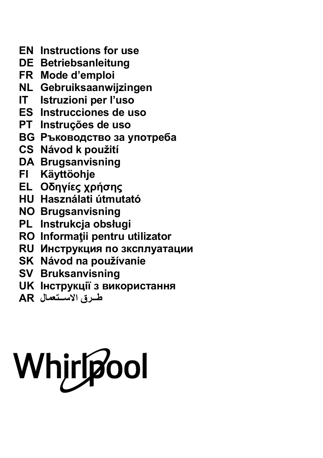 WHIRLPOOL WHBS 63 F LE X User Manual