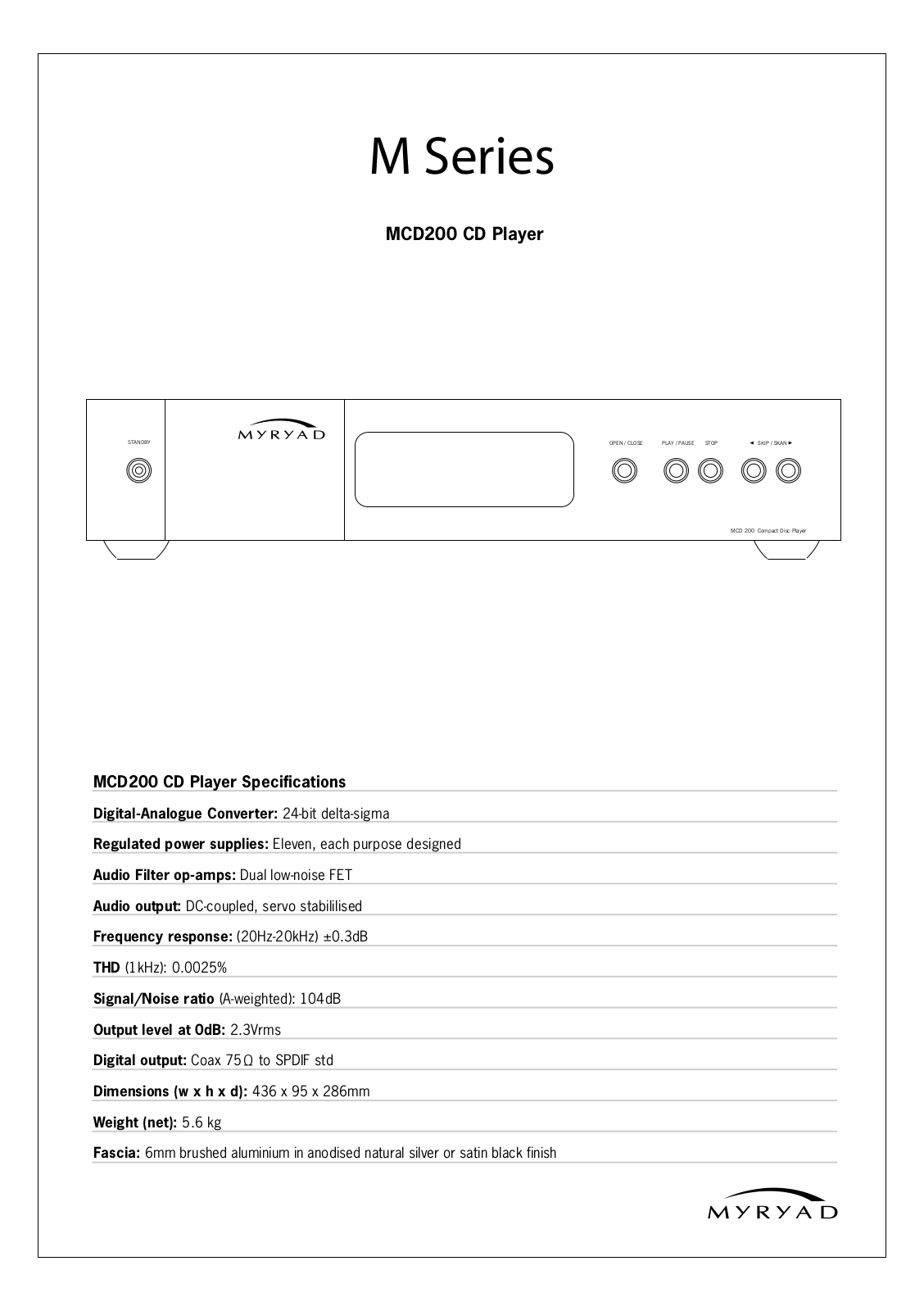 Myryad MCD-200 Brochure