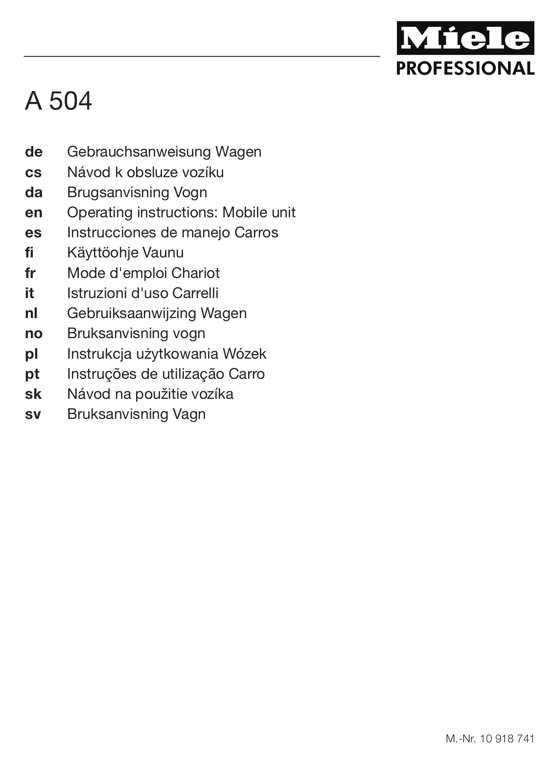 Miele A 504 User manual