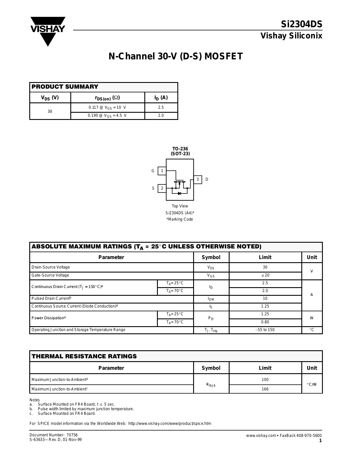 Datasheet si2304ds Datasheet - ManualMachine.com