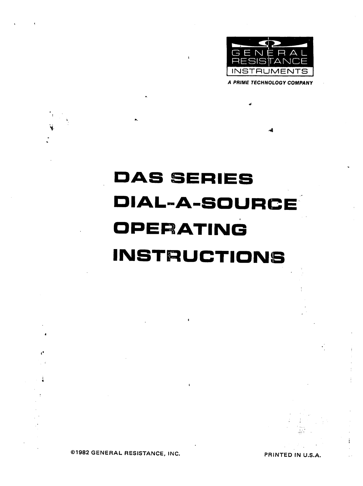 General Resistance Instruments DAS Service manual