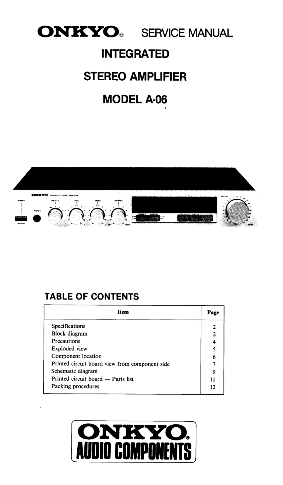 Onkyo A-06 Service Manual