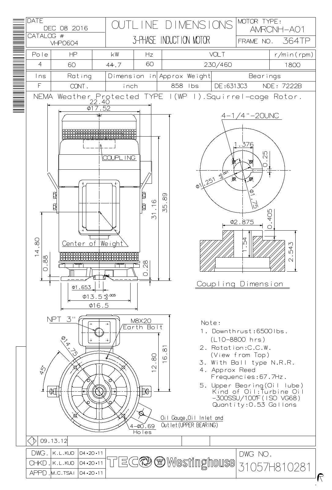 Teco VHP0604 Reference Drawing