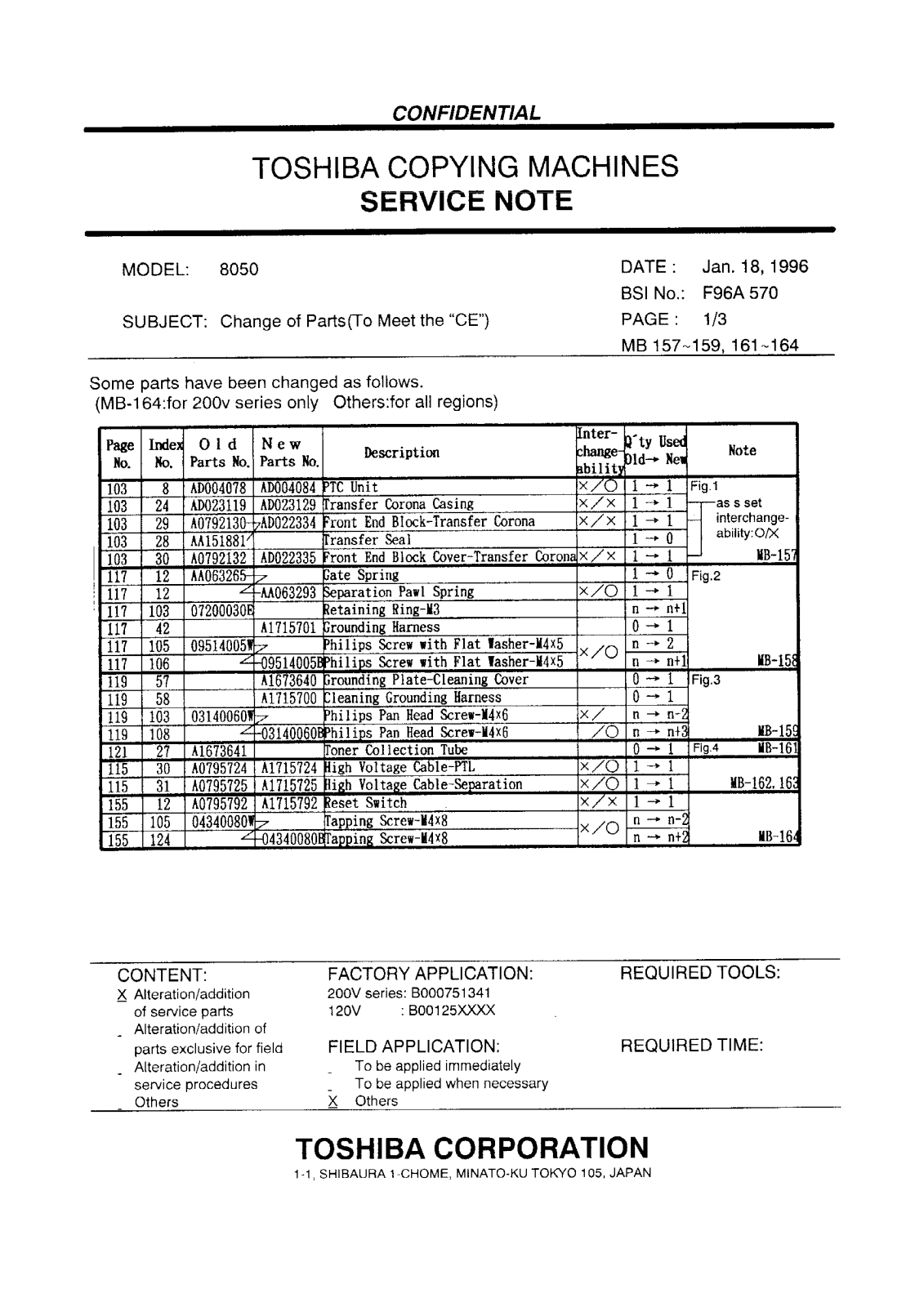 Toshiba f96a570 Service Note