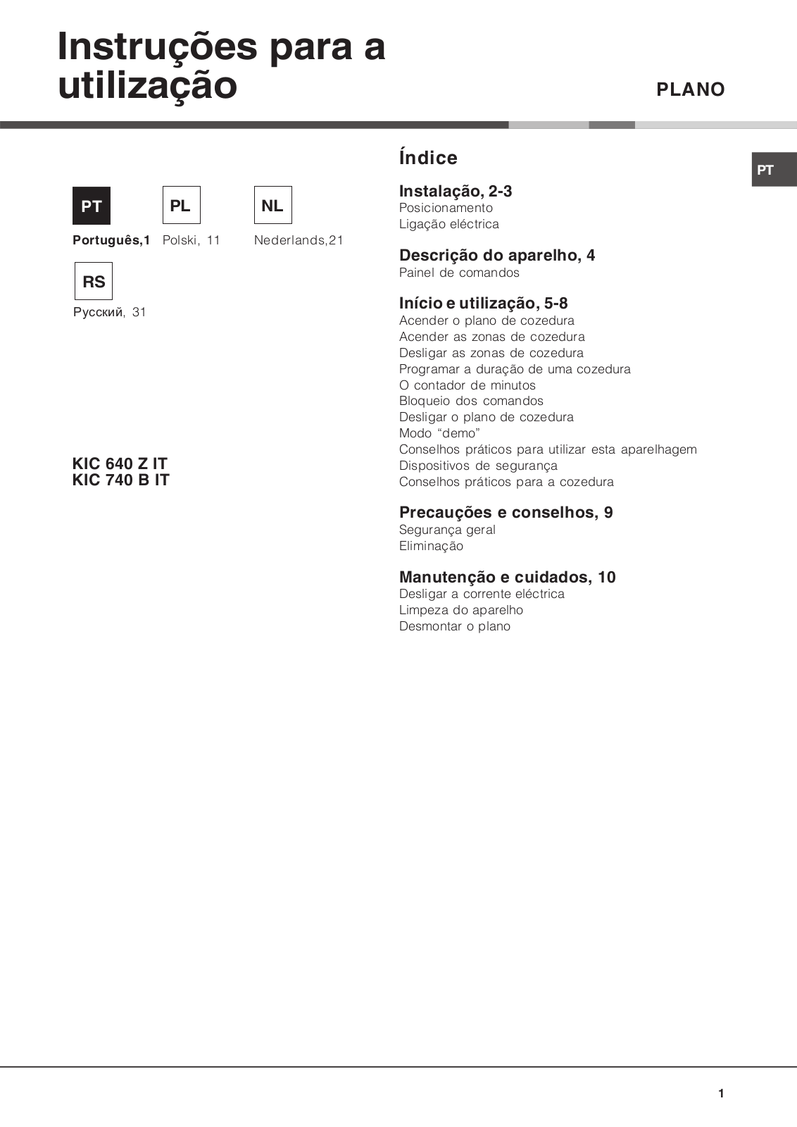 Hotpoint Ariston KIC 740 B IT User Manual