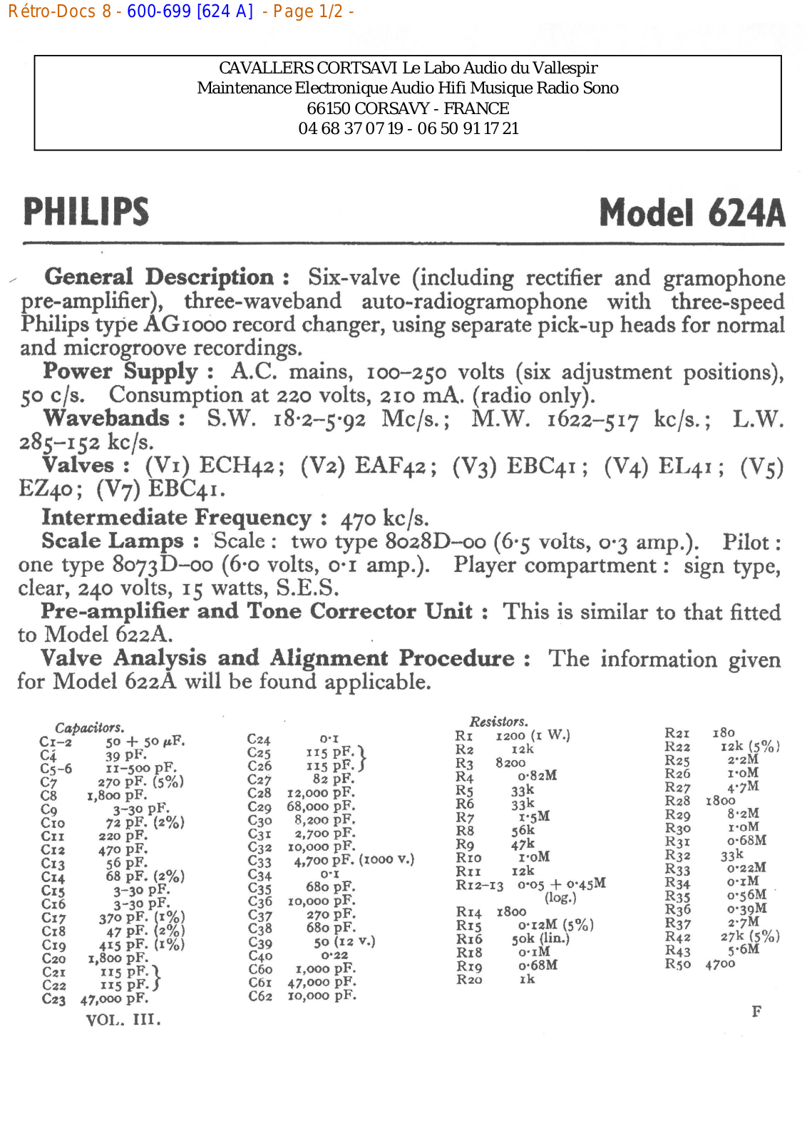 Philips 624 a Datasheet - ManualMachine.com