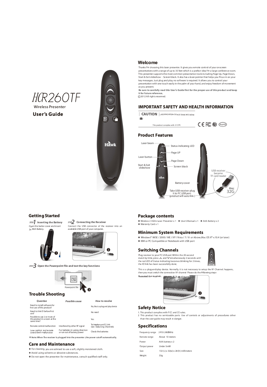 E SENSE Technology HCR260TF1 User Manual