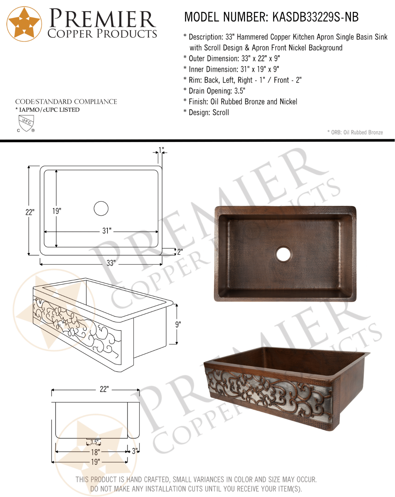 Premier Copper Products IER1701 Specifications - ManualMachine.com