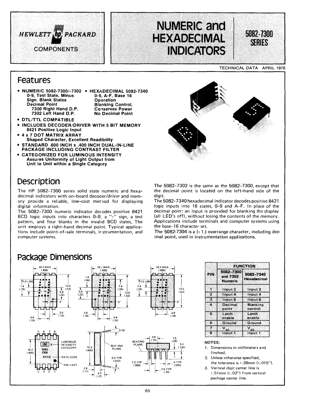 Datasheet 5082-7300 Specification - ManualMachine.com