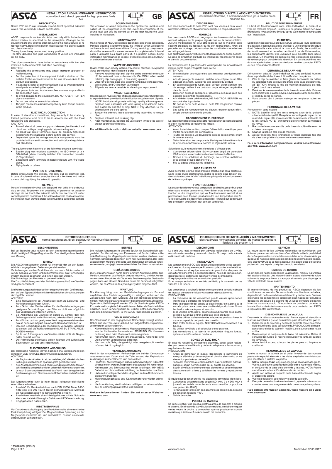 ASCO Series 262 G 1/4 CMXX Manuals & Guides