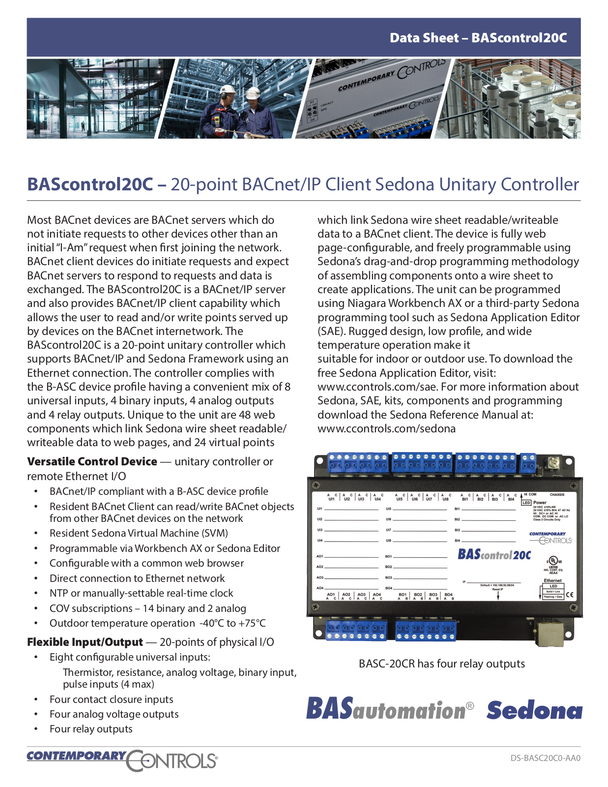 Contemporary Control BAScontrol20C Data Sheet