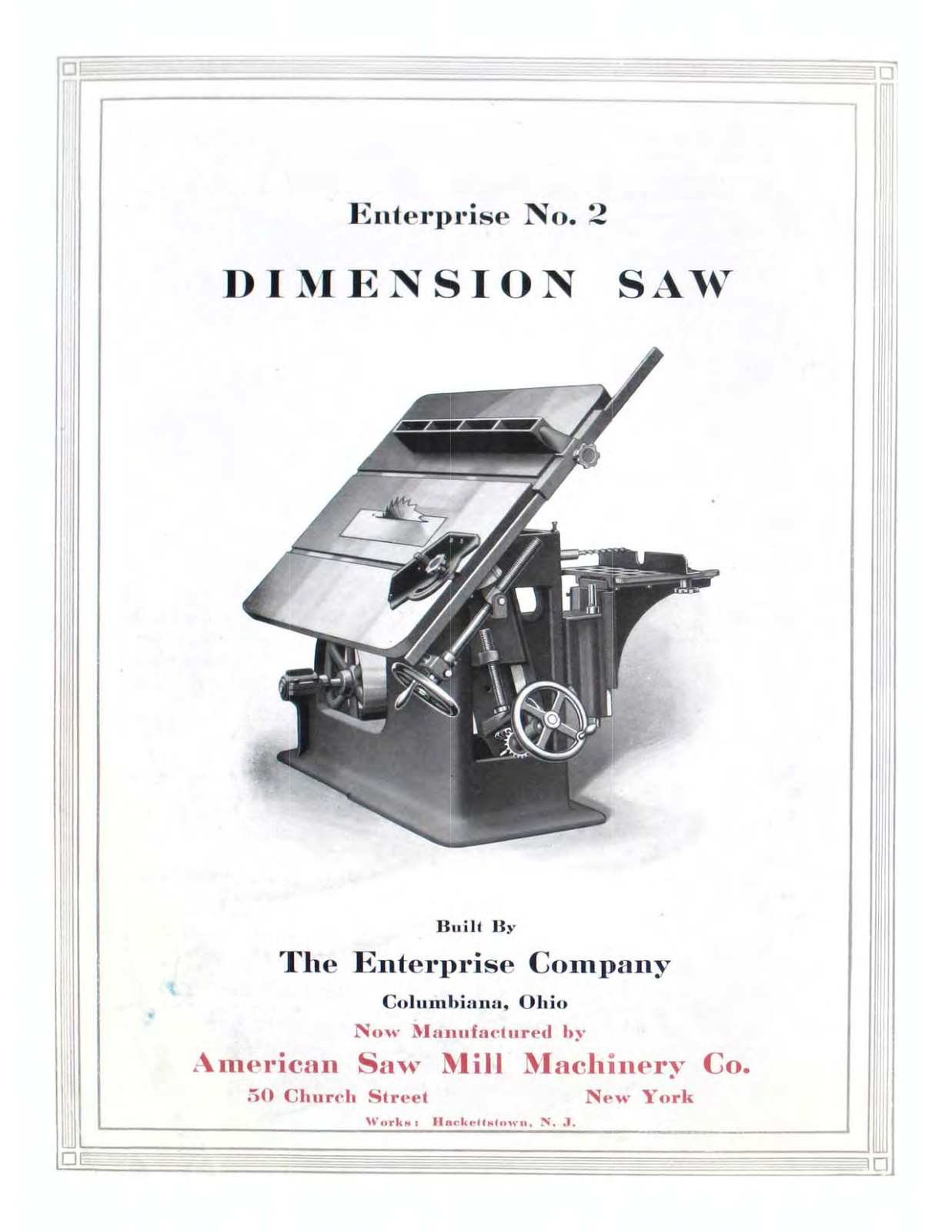 Enterprise No. 2 Dimension Saw Table Saws - ManualMachine.com