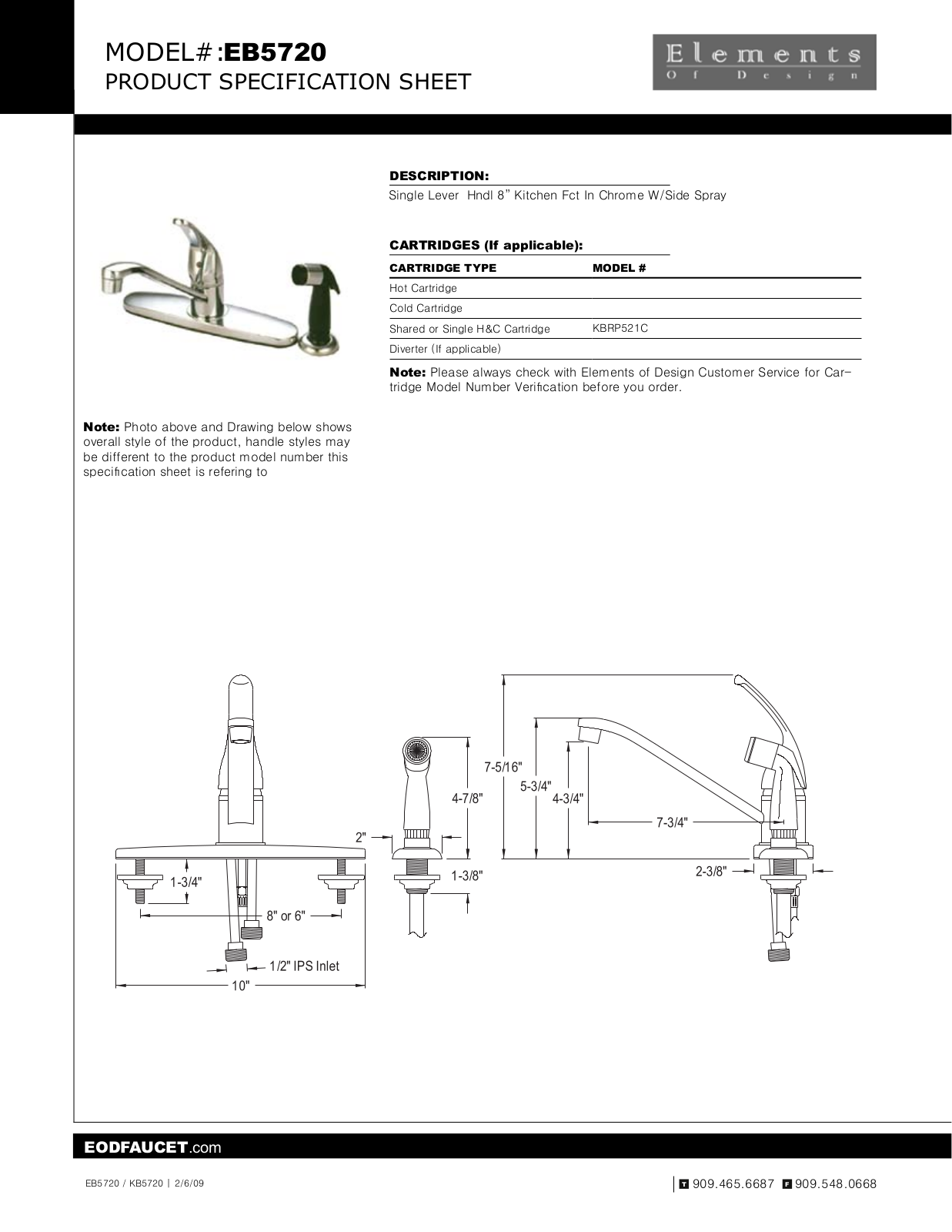 Elements of Design EDE2331 Specification Sheet - ManualMachine.com