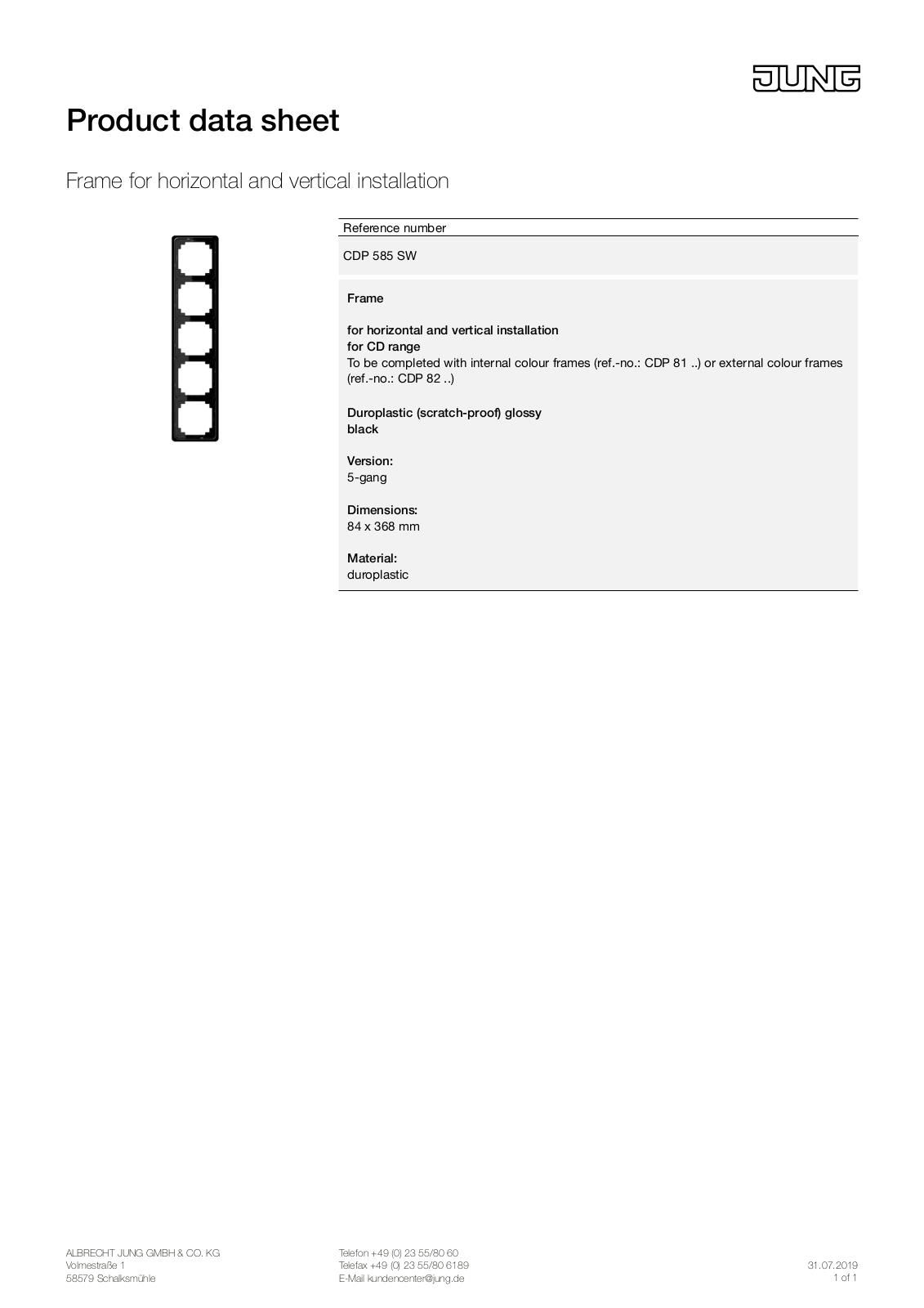 Jung CDP 585 SW User Manual