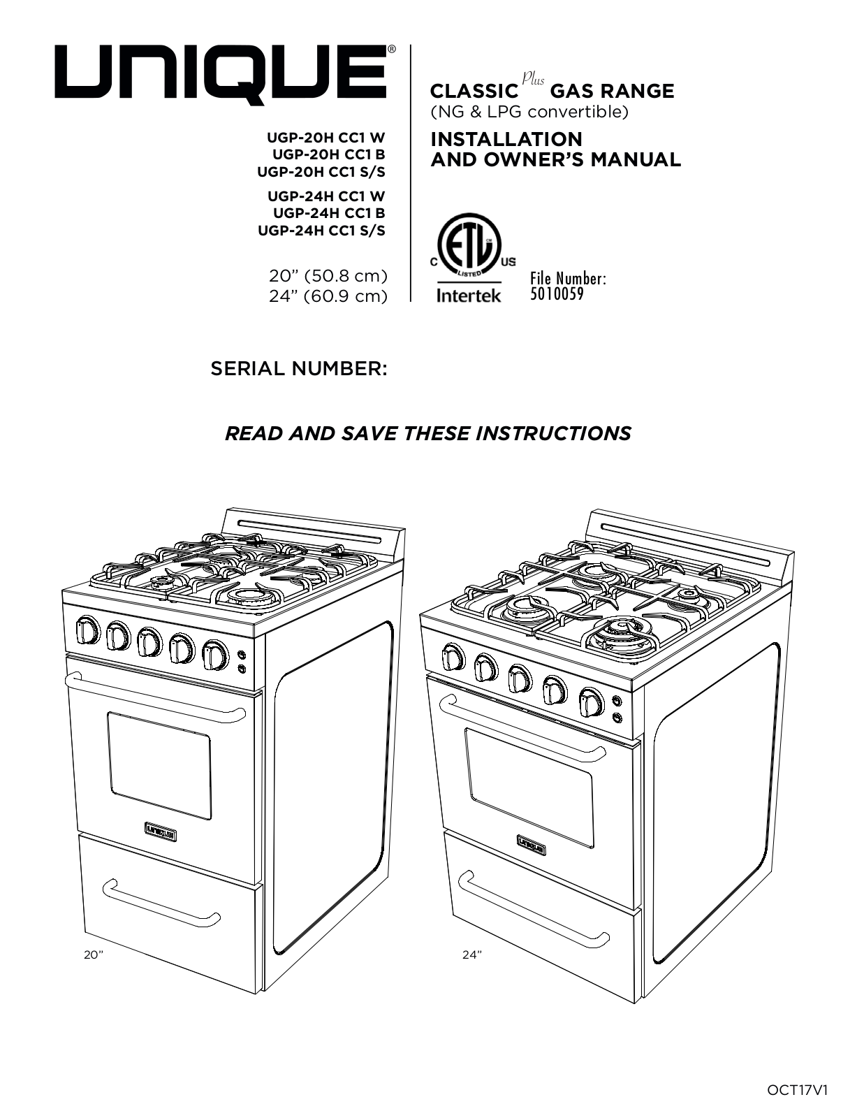 Unique UGP20HCC1W, UGP24HCC1W User Manual