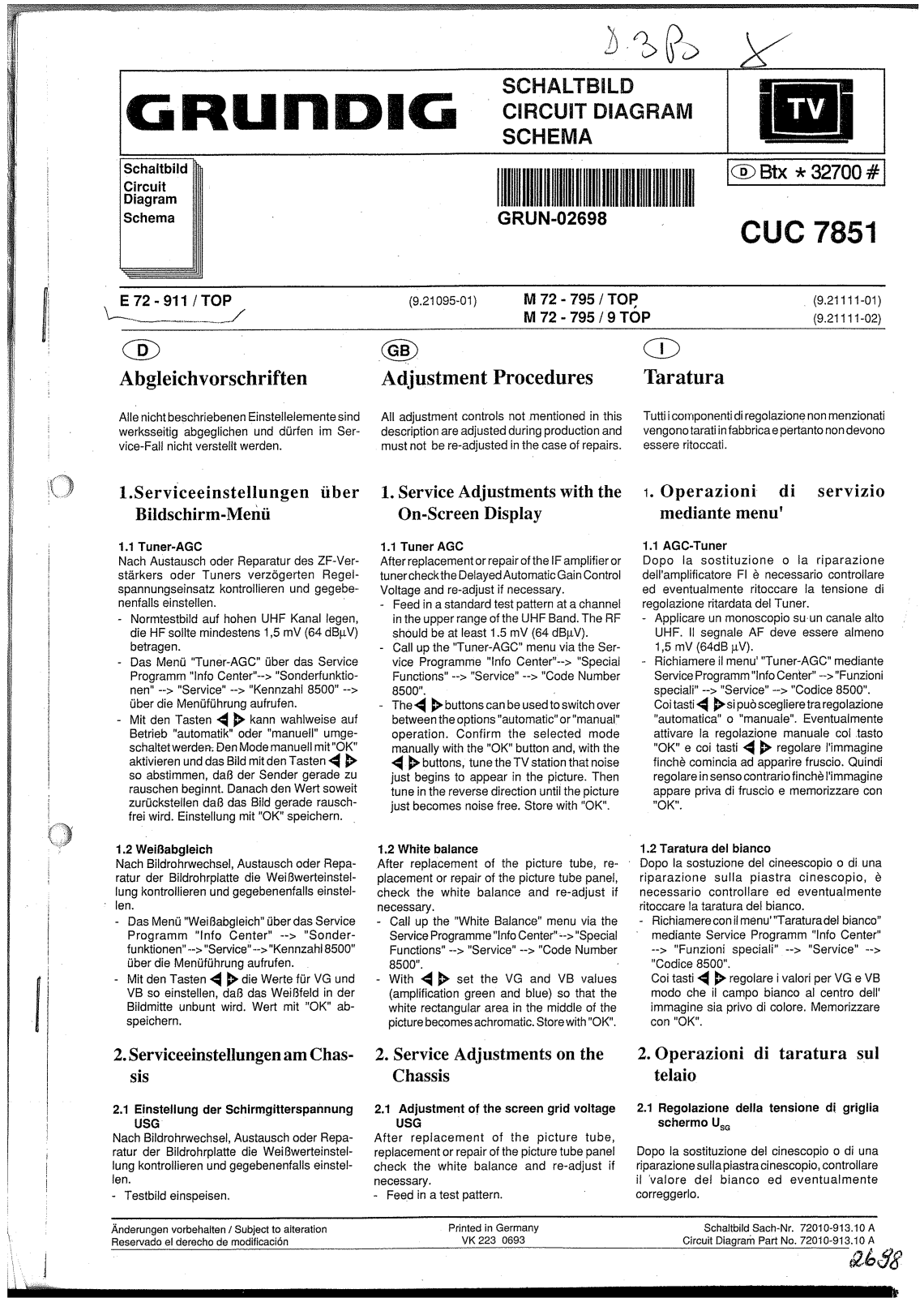 Grundig CUC7851 Schematic