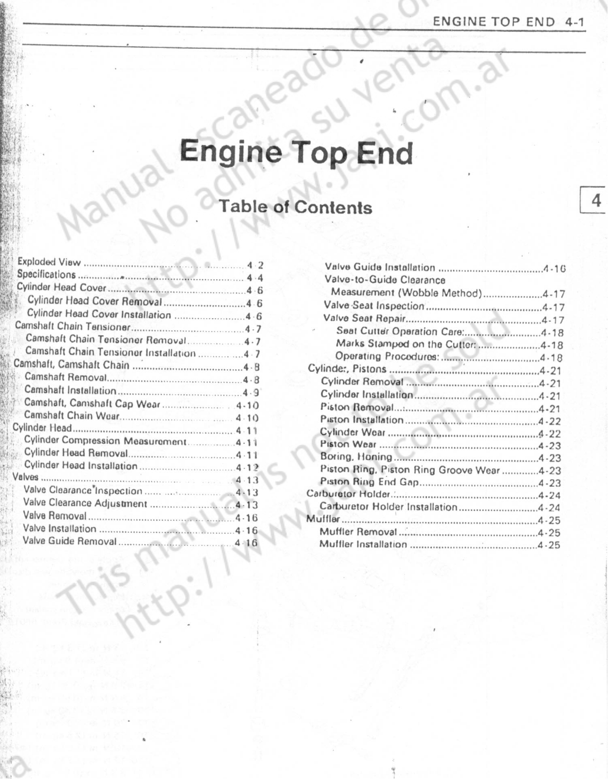 Kawasaki ZXR250 Service Manual 04  engine  top  end