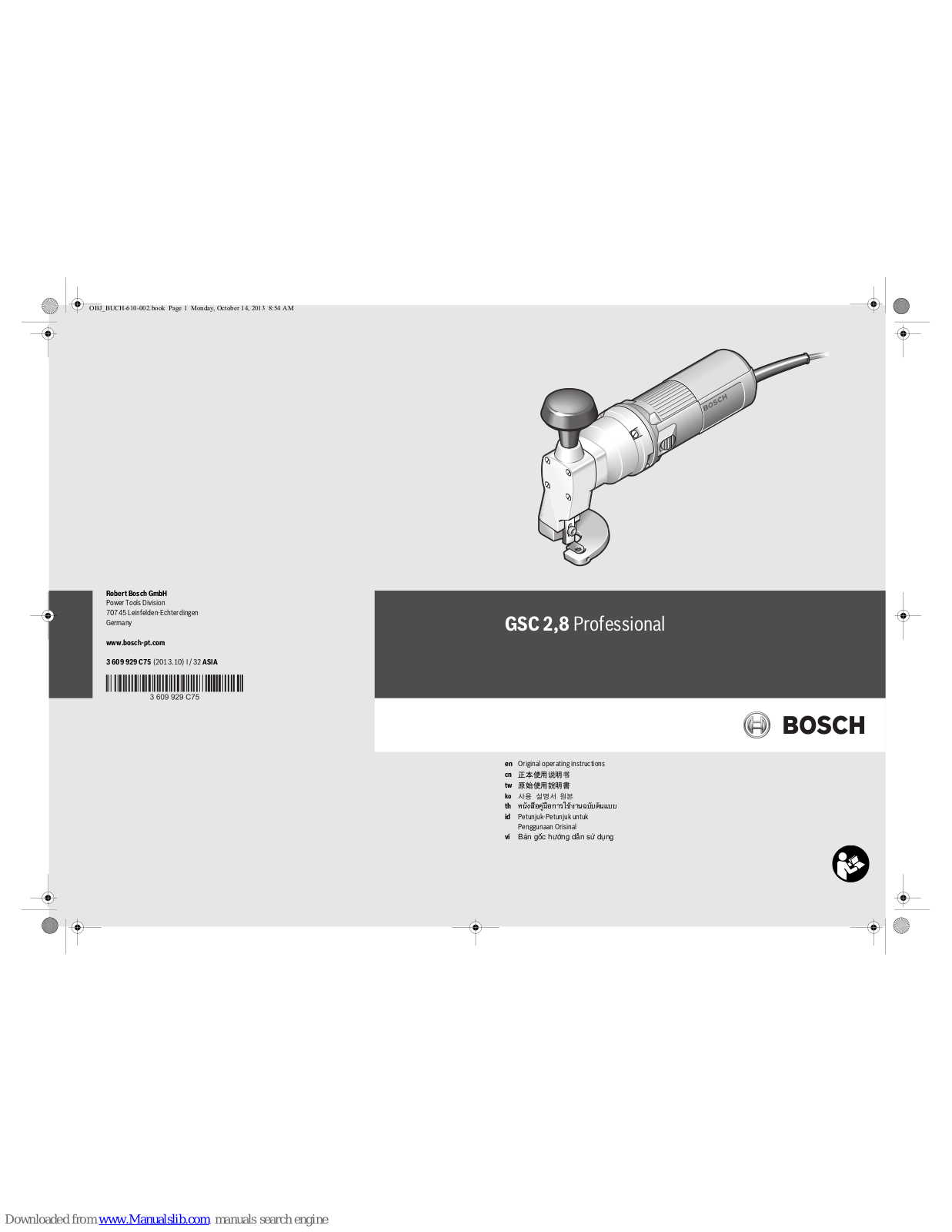 Bosch GSC 2.8 Professional Original Operating Instructions