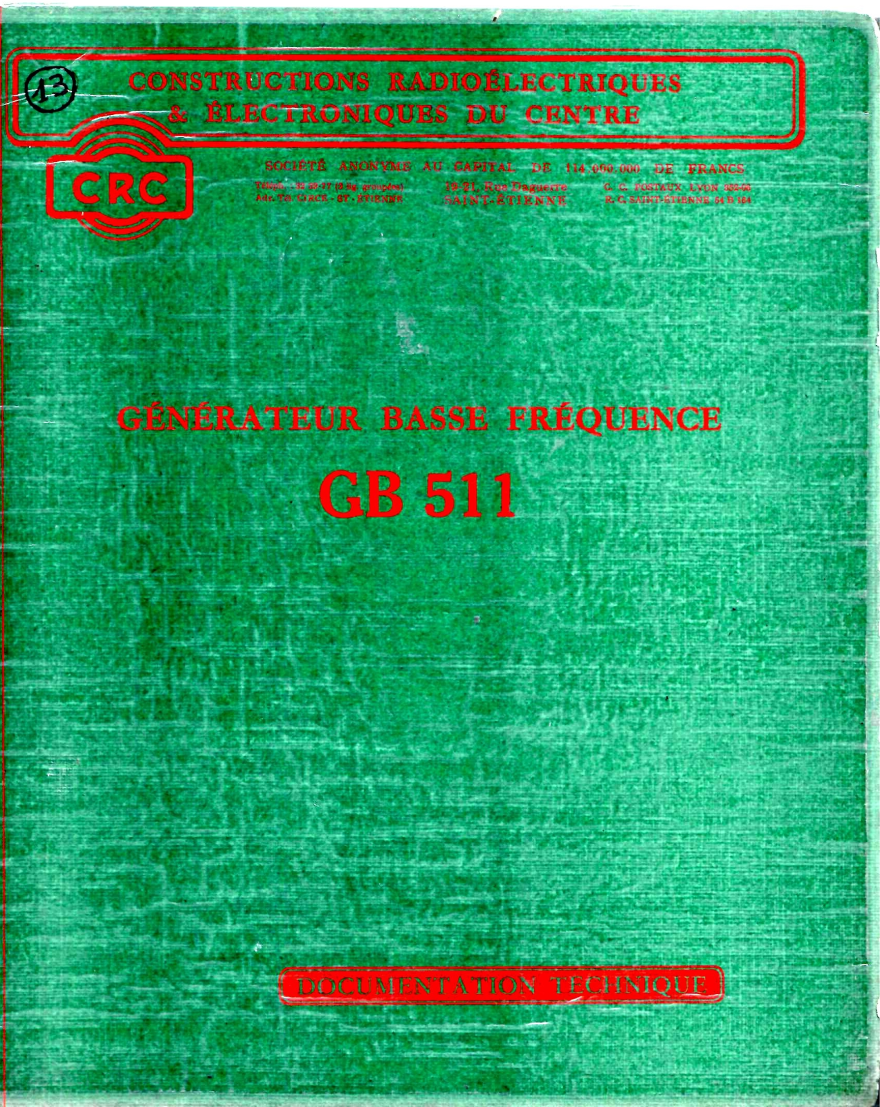 CRC GB511 Technical Manual - ManualMachine.com