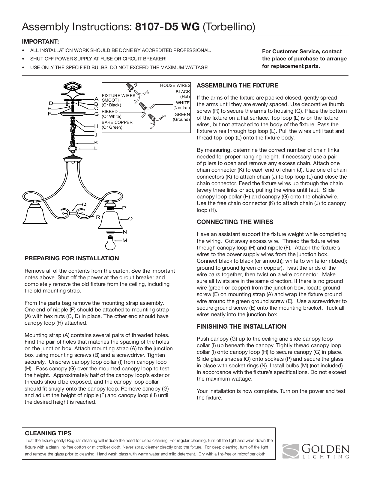 Golden Lighting 8107-D5 WG User Manual