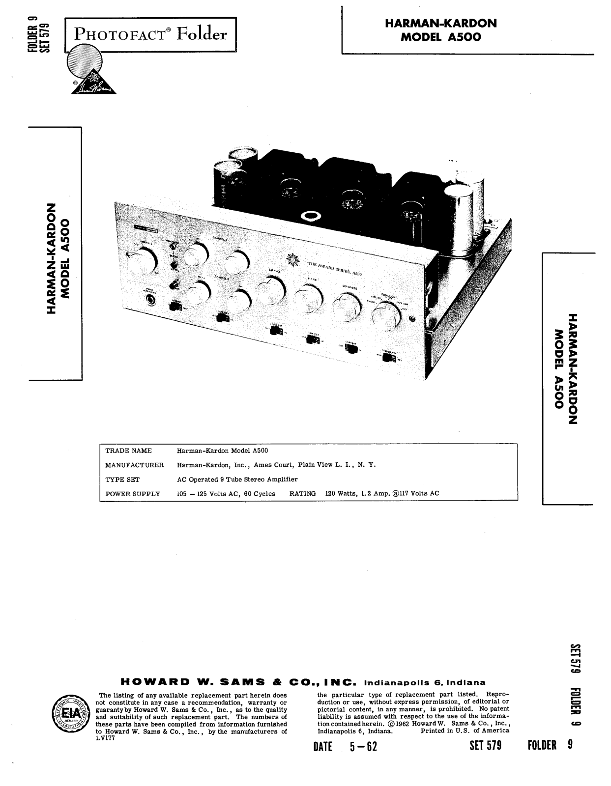 Harman Kardon A-500 Service manual