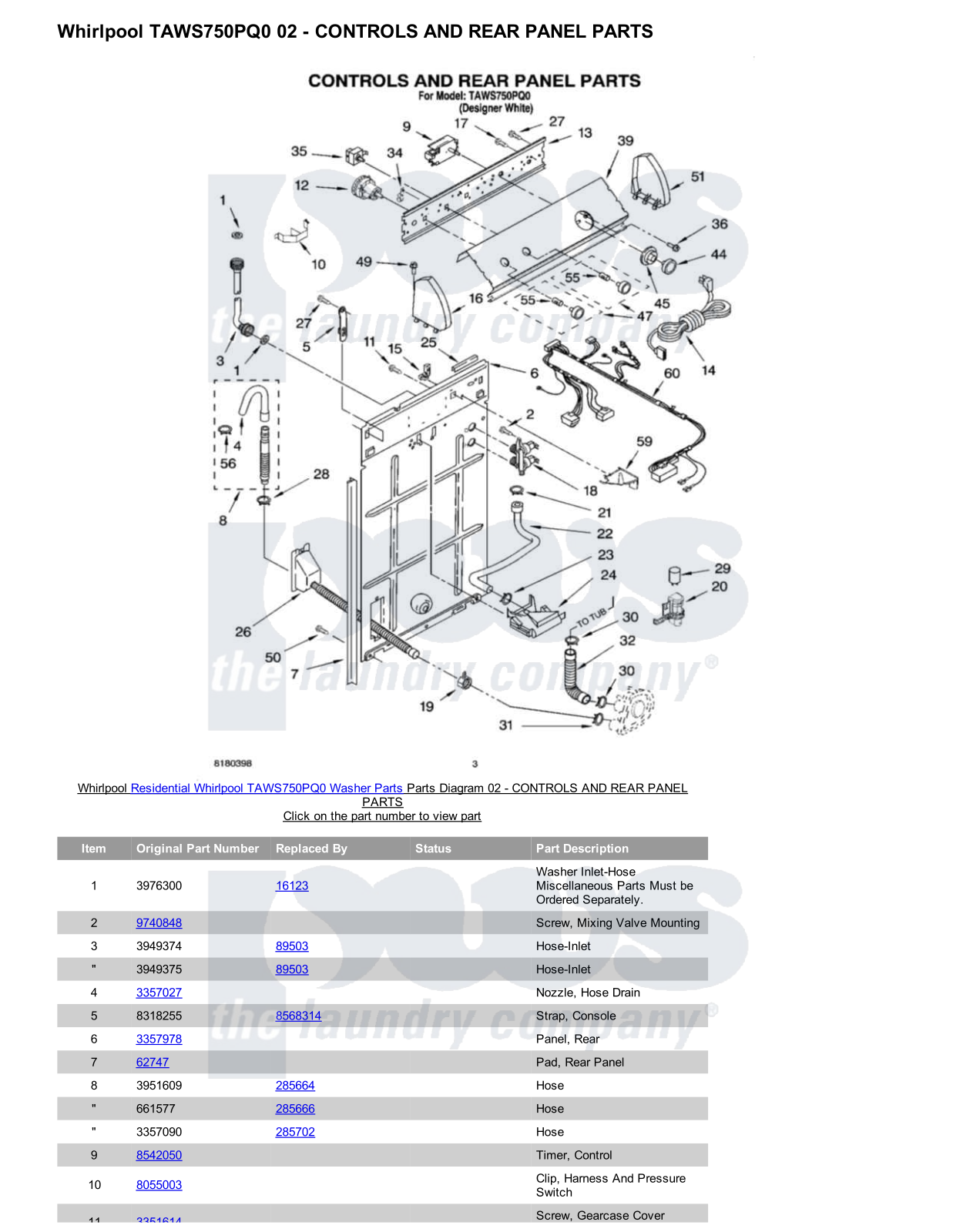 Whirlpool TAWS750PQ0 Parts Diagram